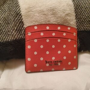 Kate Spade Red Card Holder with White Polka Dots